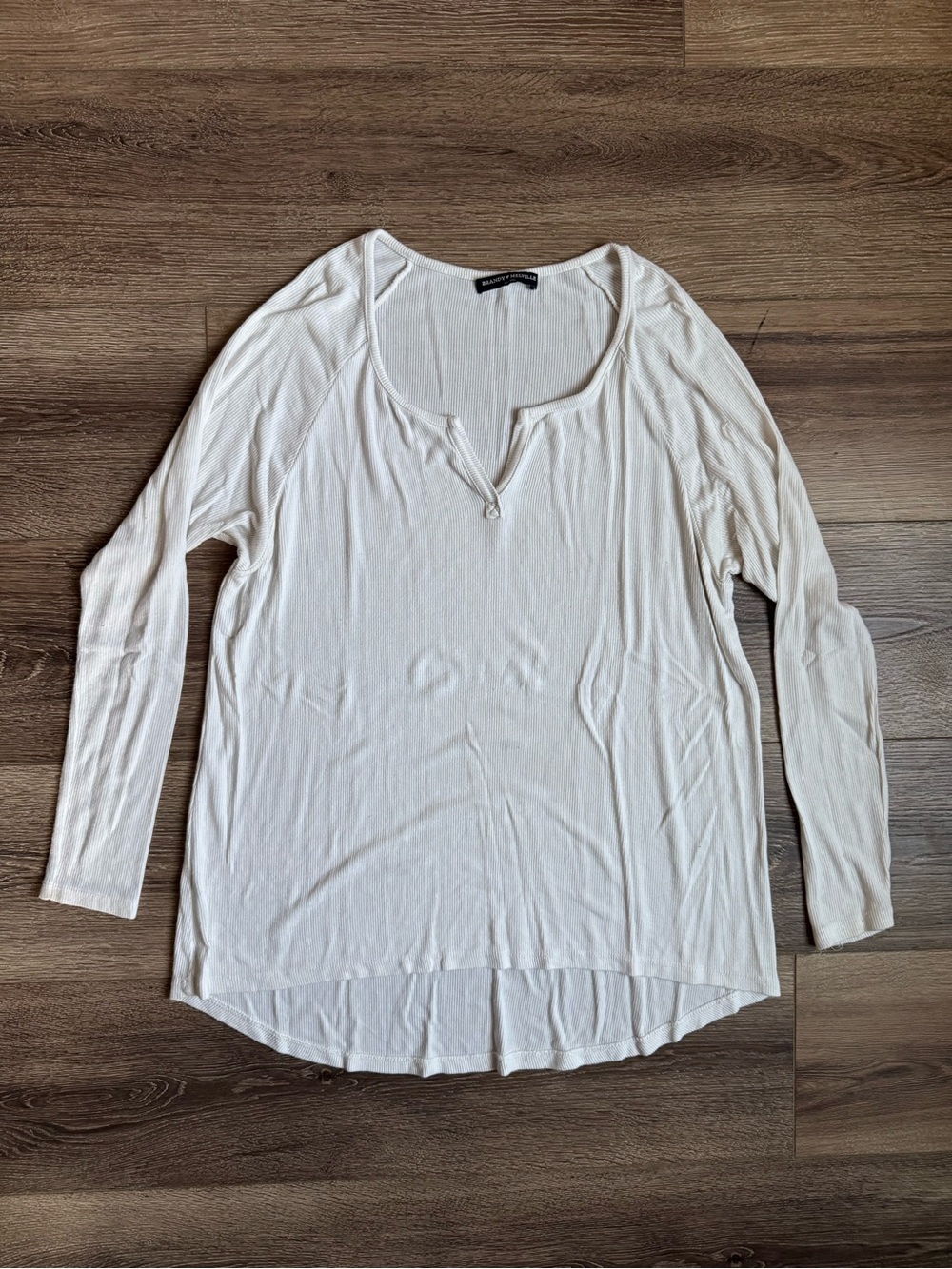 Brandy Melville Long Sleeve Scoop Henley, White